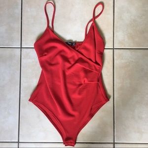 Boohoo red bodysuit